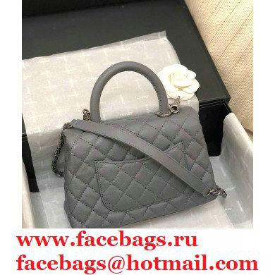 Chanel Coco Handle Small Flap Bag Elepant Gray with Top Handle A92990