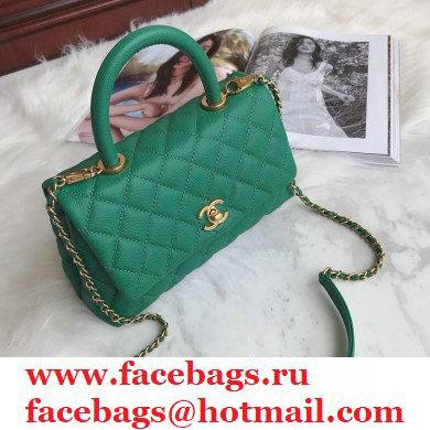 Chanel Coco Handle Small Flap Bag Green with Top Handle A92990 Top Quality 7147