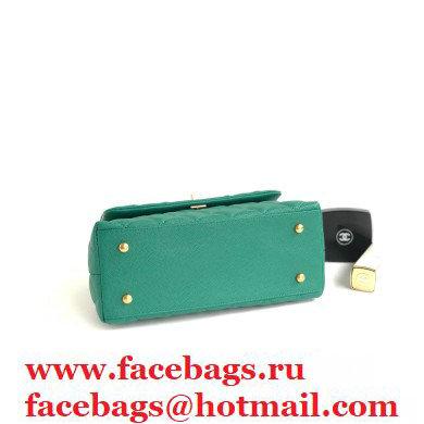 Chanel Coco Handle Small Flap Bag Green with Top Handle A92990