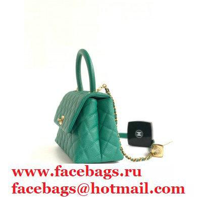 Chanel Coco Handle Small Flap Bag Green with Top Handle A92990 - Click Image to Close