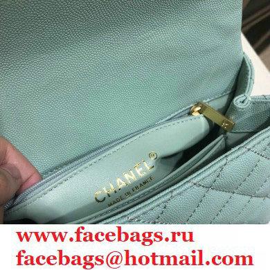 Chanel Coco Handle Small Flap Bag Light Green/Burgundy with Lizard Top Handle A92990 Top Quality 7147
