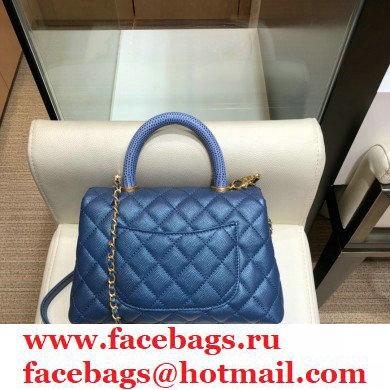 Chanel Coco Handle Small Flap Bag Pearl Blue with Lizard Top Handle A92990 Top Quality 7147