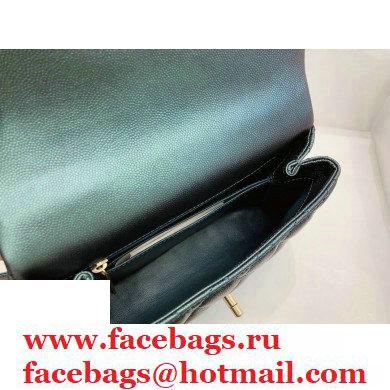 Chanel Coco Handle Small Flap Bag Pearl Green/Blue with Lizard Top Handle A92990 Top Quality 7147
