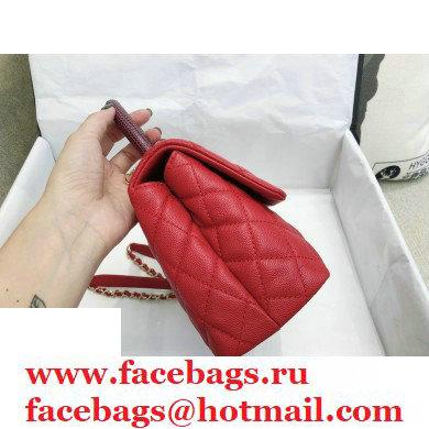 Chanel Coco Handle Small Flap Bag Red/Burgundy with Lizard Top Handle A92990 Top Quality 7147