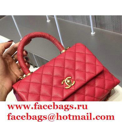 Chanel Coco Handle Small Flap Bag Red with Lizard Top Handle A92990 Original Quality 7147