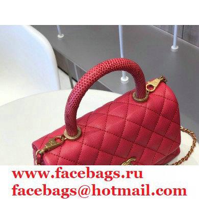 Chanel Coco Handle Small Flap Bag Red with Lizard Top Handle A92990 Original Quality 7147