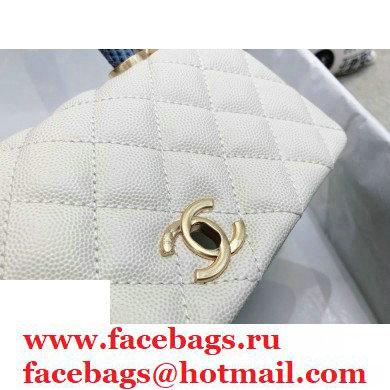 Chanel Coco Handle Small Flap Bag White/Blue with Lizard Top Handle A92990 Top Quality 7147