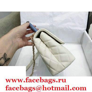 Chanel Coco Handle Small Flap Bag White/Blue with Lizard Top Handle A92990 Top Quality 7147