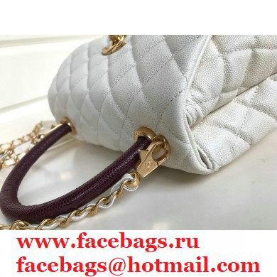 Chanel Coco Handle Small Flap Bag White/Burgundy Lizard with Top Handle A92990
