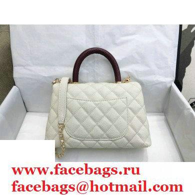 Chanel Coco Handle Small Flap Bag White/Burgundy with Lizard Top Handle A92990 Top Quality 7147