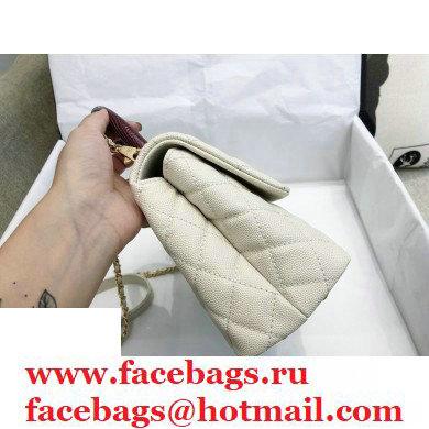 Chanel Coco Handle Small Flap Bag White/Burgundy with Lizard Top Handle A92990 Top Quality 7147