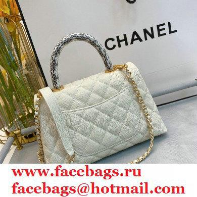 Chanel Coco Handle Small Flap Bag White with Python Top Handle A92990 Top Quality 7147