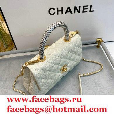 Chanel Coco Handle Small Flap Bag White with Python Top Handle A92990 Top Quality 7147 - Click Image to Close