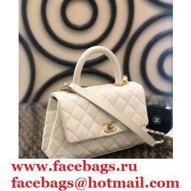 Chanel Coco Handle Small Flap Bag White with Top Handle A92990