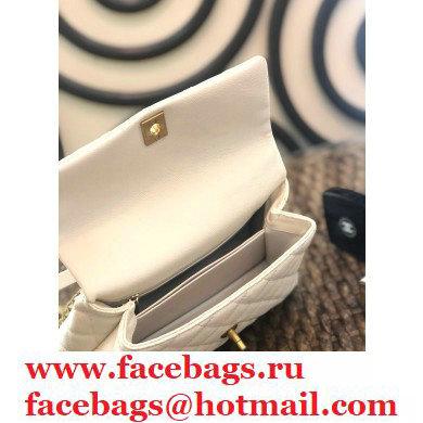 Chanel Coco Handle Small Flap Bag White with Top Handle A92990