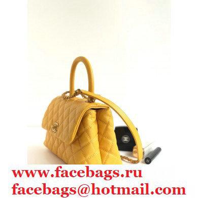 Chanel Coco Handle Small Flap Bag Yellow with Top Handle A92990