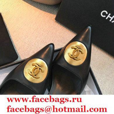 Chanel Coco Vintage Ballerina Flats Top Quality Black/Gold 2020 - Click Image to Close