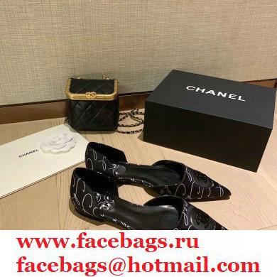 Chanel Coco Vintage Ballerina Flats Top Quality Satin Print Black 2020 - Click Image to Close