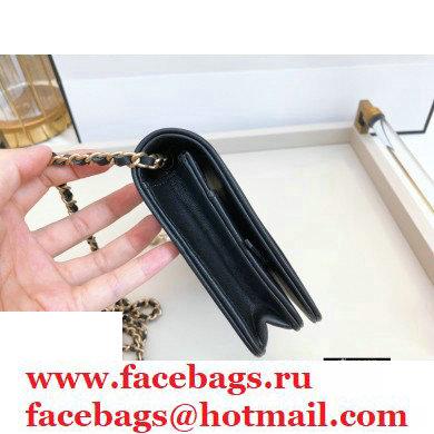 Chanel Crumpled Wallet on Chain WOC Bag Black with Pearls Chain 2020 - Click Image to Close