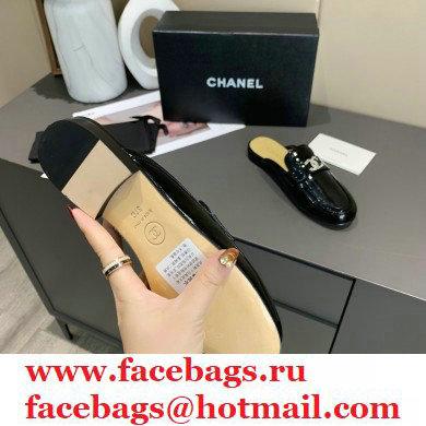 Chanel Crystal CC Logo Mules Patent Black 2020