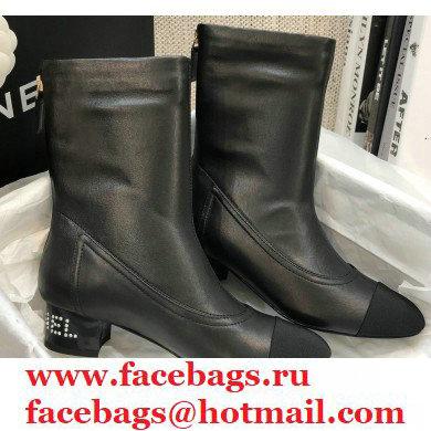 Chanel Crystal Logo Heel 3.5cm Boots Black 2020 - Click Image to Close