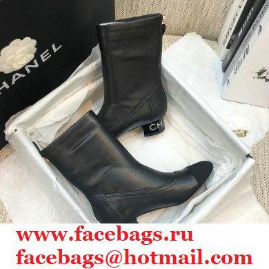 Chanel Crystal Logo Heel 3.5cm Boots Black 2020 - Click Image to Close
