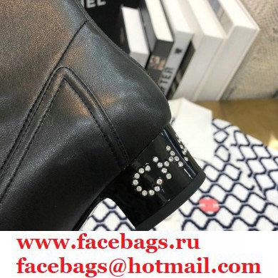 Chanel Crystal Logo Heel 3.5cm Boots Black 2020