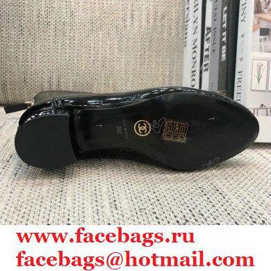 Chanel Crystal Logo Heel 3.5cm Boots Patent Black 2020