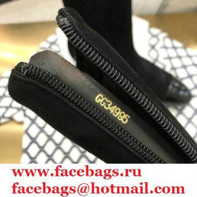 Chanel Crystal Logo Heel 3.5cm Boots Suede Black 2020