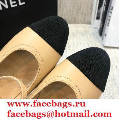 Chanel Crystal Logo Heel 3.5cm Pumps with Strap Beige 2020