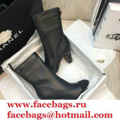 Chanel Crystal Logo Heel 8.5cm Boots Black 2020 - Click Image to Close