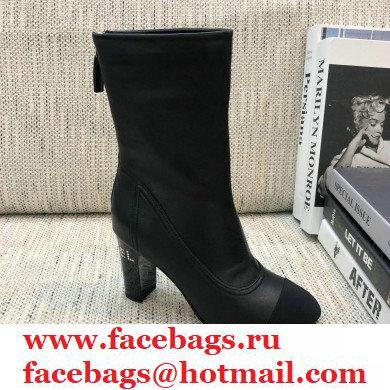 Chanel Crystal Logo Heel 8.5cm Boots Black 2020 - Click Image to Close