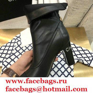 Chanel Crystal Logo Heel 8.5cm Boots Black 2020