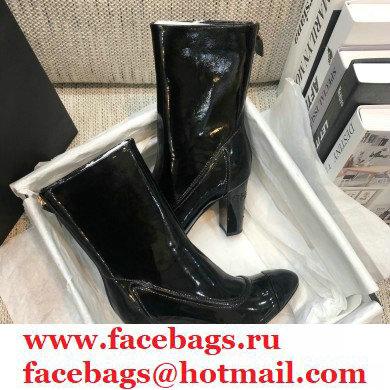 Chanel Crystal Logo Heel 8.5cm Boots Patent Black 2020 - Click Image to Close
