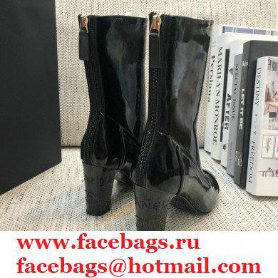 Chanel Crystal Logo Heel 8.5cm Boots Patent Black 2020