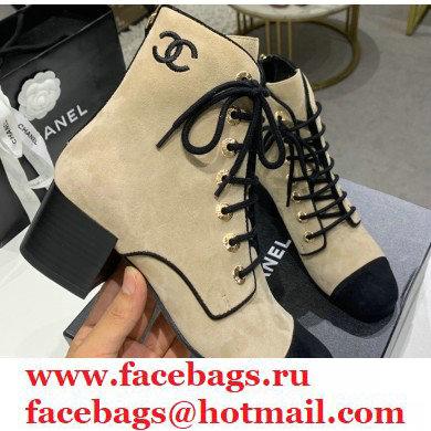 Chanel Heel 5.5cm CC Logo Cashmere Boots Beige 2020