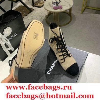 Chanel Heel 5.5cm CC Logo Cashmere Boots Beige 2020 - Click Image to Close