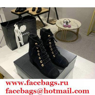Chanel Heel 5.5cm CC Logo Cashmere Boots Black 2020