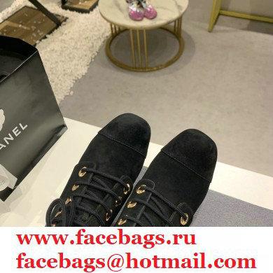 Chanel Heel 5.5cm CC Logo Cashmere Boots Black 2020 - Click Image to Close