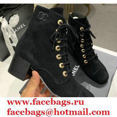 Chanel Heel 5.5cm CC Logo Cashmere Boots Black 2020 - Click Image to Close