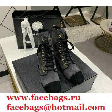 Chanel Heel 5.5cm CC Logo Cashmere Boots Dark Gray 2020 - Click Image to Close