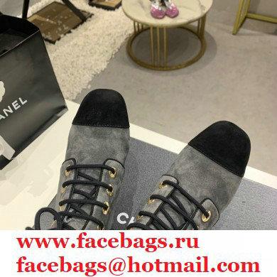 Chanel Heel 5.5cm CC Logo Cashmere Boots Dark Gray 2020