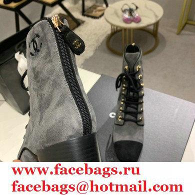 Chanel Heel 5.5cm CC Logo Cashmere Boots Dark Gray 2020