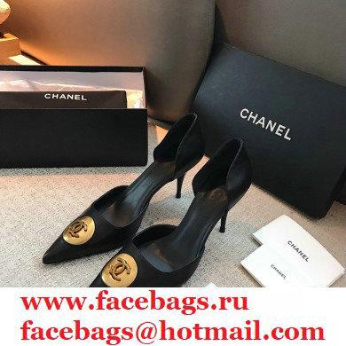 Chanel Heel 7cm Coco Vintage Pumps Top Quality Black/Gold 2020 - Click Image to Close