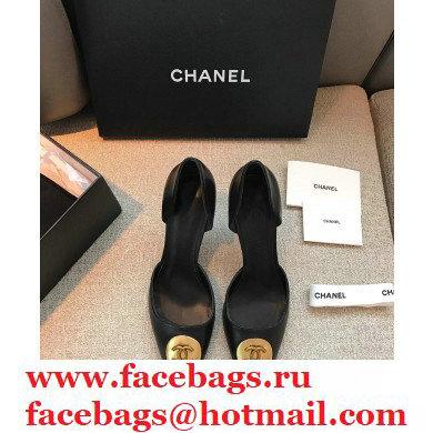 Chanel Heel 7cm Coco Vintage Pumps Top Quality Black/Gold 2020