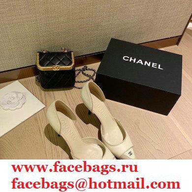 Chanel Heel 7cm Coco Vintage Pumps Top Quality Creamy 2020 - Click Image to Close