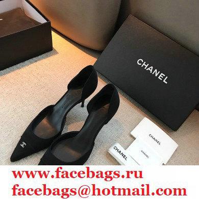 Chanel Heel 7cm Coco Vintage Pumps Top Quality Satin Black 2020