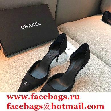 Chanel Heel 7cm Coco Vintage Pumps Top Quality Satin Black 2020 - Click Image to Close