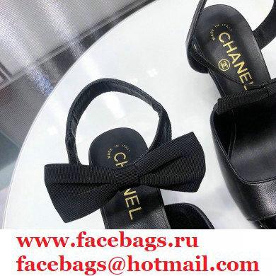 Chanel Heel 8cm Pumps with Bow Strap G36360 Black 2020 - Click Image to Close