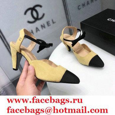 Chanel Heel 8cm Pumps with Bow Strap G36360 Suede Beige 2020
